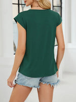 Pleated Front Scoop Neck T-Shirt