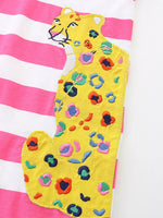 Children's Leopard Striped Short Sleeve Dress