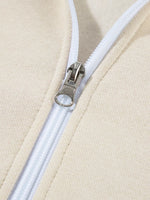 Drop Shoulder Zip Up Jacket and Drawstring Pants Active 2pcs Set
