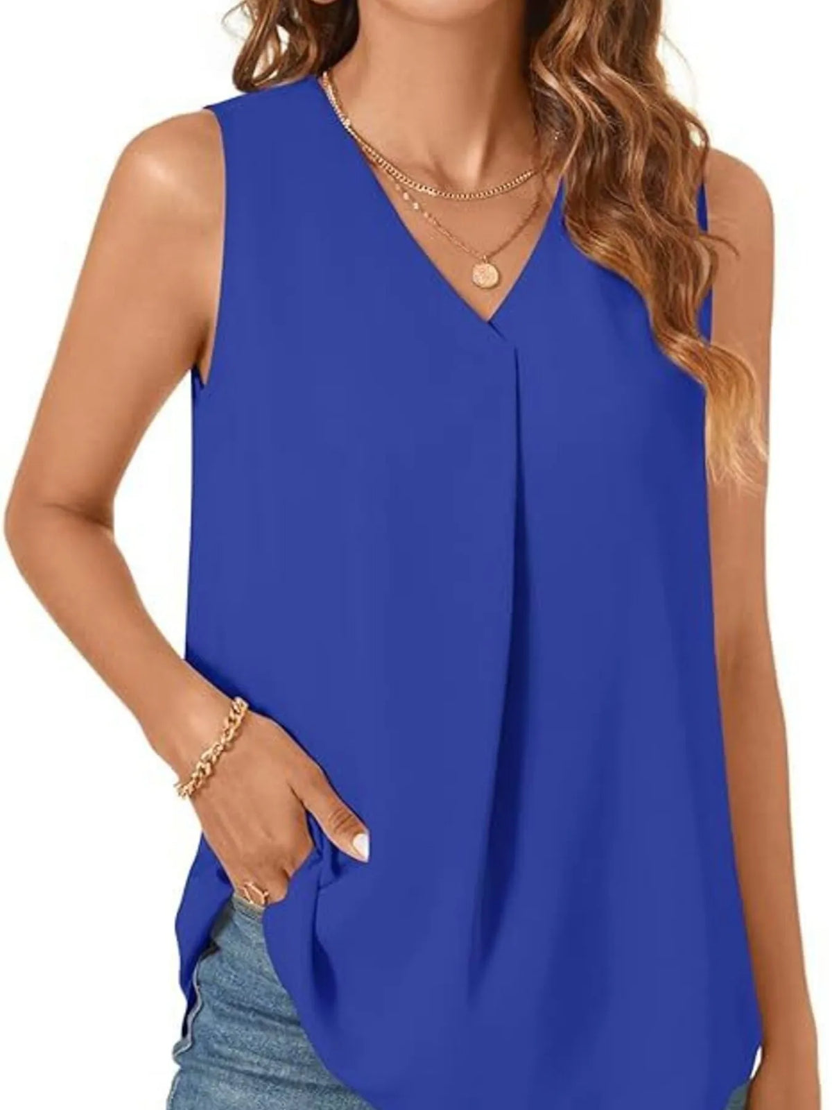 Full Size V-Neck Sleeveless Tank Top Plus Size