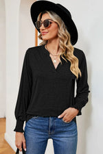 Notched Lantern Sleeve T-Shirt