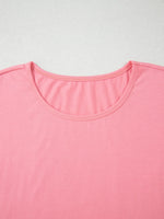 Ruffle Hem Round Neck Relaxed T-Shirt