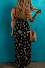 Floral Spaghetti Strap Shirred Bodice Tied Empire Waist Maxi Dress