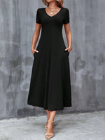 Casual V-Neck Short Sleeve Dress