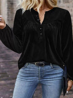 Velvet Balloon Sleeve Blouse