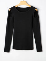 Ribbed Knit Cold Shoulder Sweater