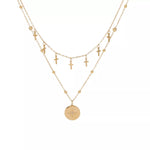 18K Gold-Plated Cross Double Layered Pendant Necklace