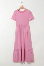 Solid Color High Waist Pocketed Tee Dress