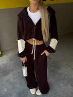 Zip Up Hoodie and Wide-Leg Pants Set