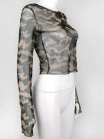 Camouflage Mesh Long Sleeve T-Shirt