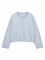Button-Down Striped Knit Cardigan