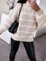 Striped Turtleneck Long Sleeve Sweater