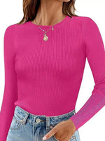 Ribbed Knit Slim Fit Long Sleeve T-Shirt