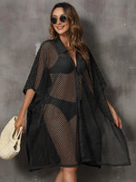 Sheer Mesh Button Up Cover Up