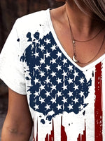 American Flag V-Neck Short Sleeve T-Shirt
