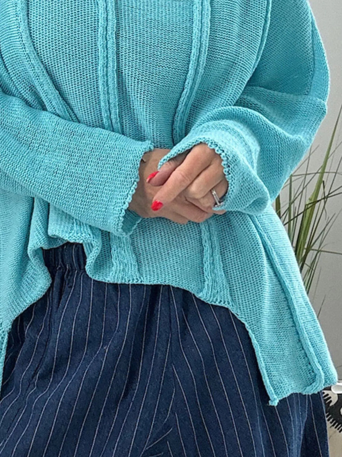 High-Low Drop Shoulder Sweater