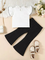 Children's Ruffle Trim Top and Flare Leg Pants Set