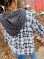 Plaid Long Sleeve Hooded Top