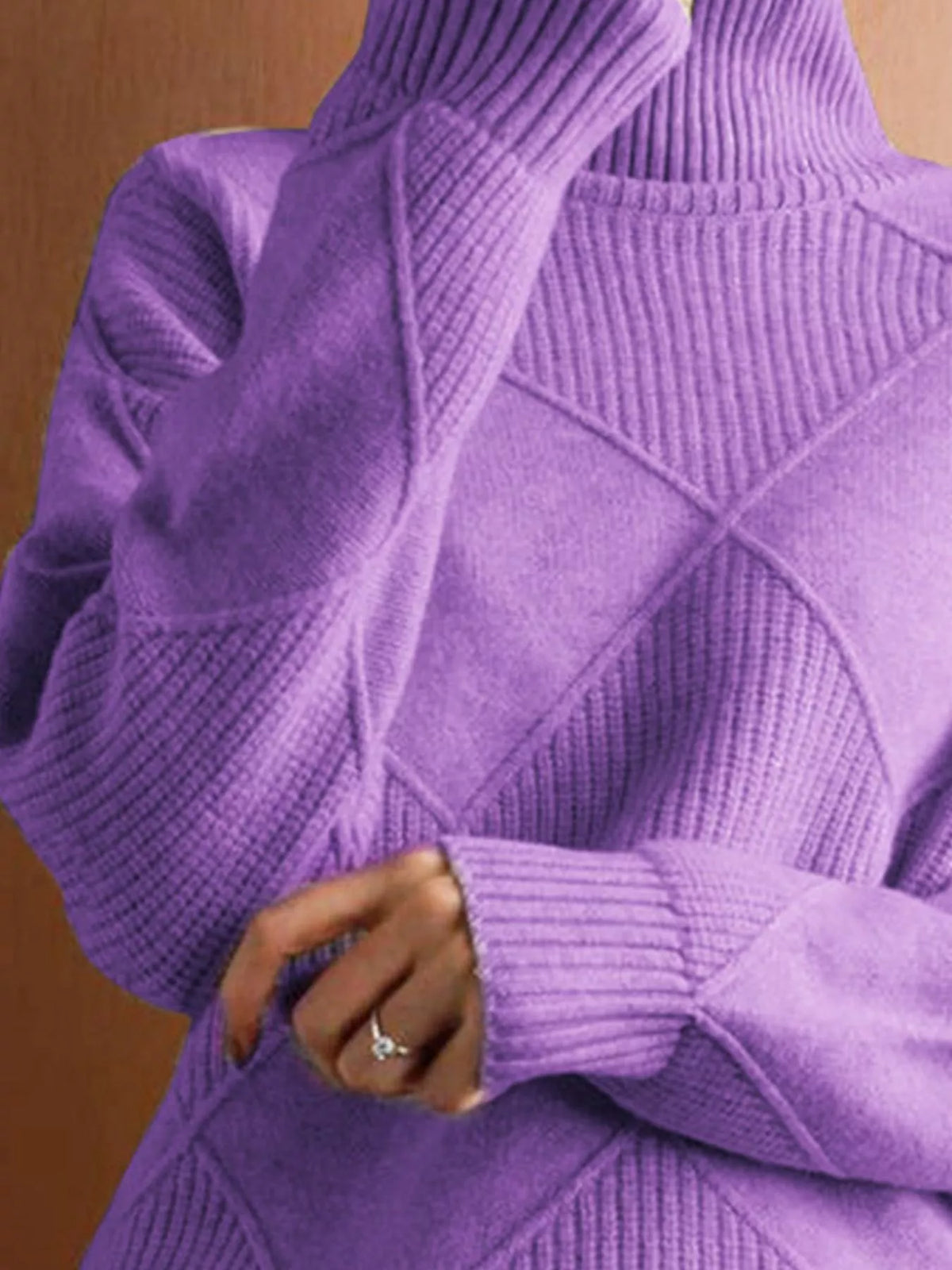 Argyle Pattern Turtleneck Sweater