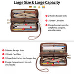 Vintage Style Double Zipper Leather Wallet