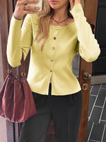 Button-Up Long Sleeve Knit Cardigan