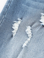 High Waist Distressed Straight Leg Jeans