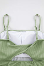 Ribbed Drawstring Sides Cutout One Piece Swimsuit