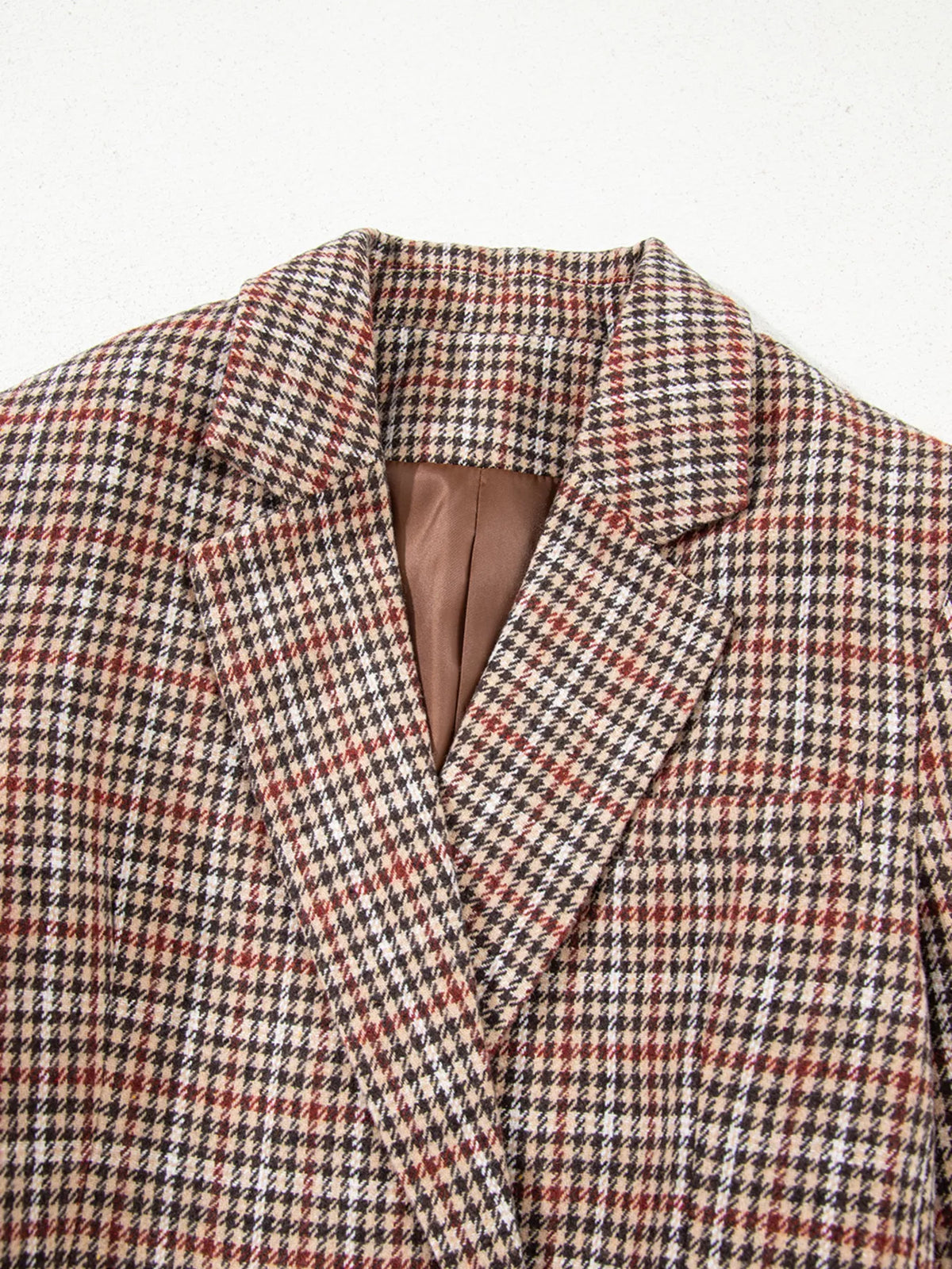 Houndstooth Lapel Collar Blazer