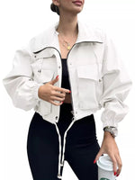 Drawstring Hem Zip Up Jacket