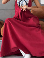 Pleated Overall Dress with Pockets