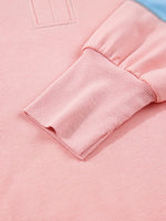 Exposed Seam Color Block Patchwork Slit Cuffs Oversize Sweatshirt