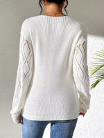 V-Neck Hollow Knit Sweater