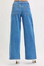RISEN Full Size Mid Rise Fit Wide Leg with Pleated Detail Jeans Plus Size