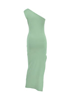 One-Shoulder Ruched Bodycon Slit Dress