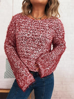 Crochet Round Neck Dropped Shoulder Sweater