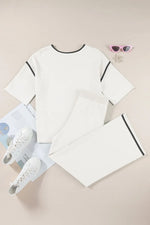 Contrast Trim Round Neck Top and Pants Set