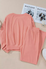Round Neck Long Sleeve Top and Pants Set