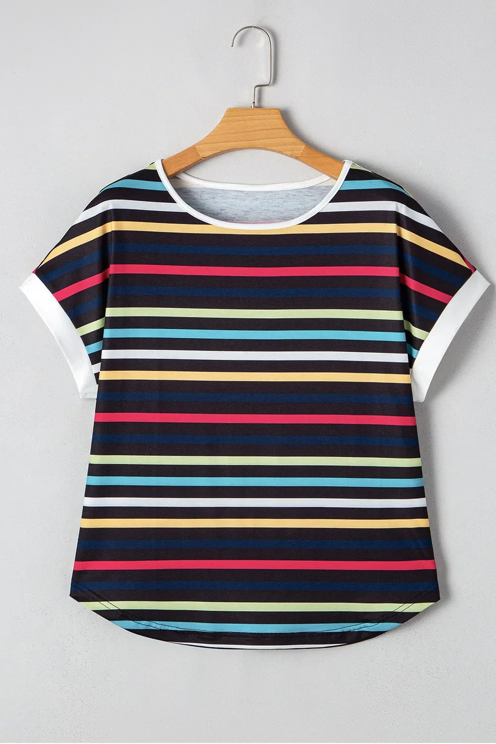 Colorful Striped Short Sleeve Casual T-Shirt