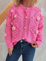 Flower Button Up Long Sleeve Cardigan