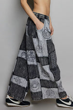 POL Drawstring Patchwork Wide Leg Pants