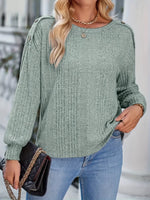 Boat Neck Ribbed Knit T-Shirt