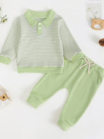 Children's Striped Polo Shirt & Pants Set