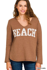 Zenana Beach V Neck Sweater