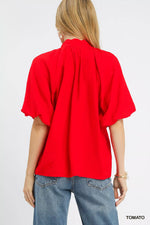 Umgee Embroidered Boho Puff Sleeve Blouse