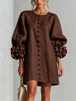 3D Floral 3/4 Sleeve Mini Dress