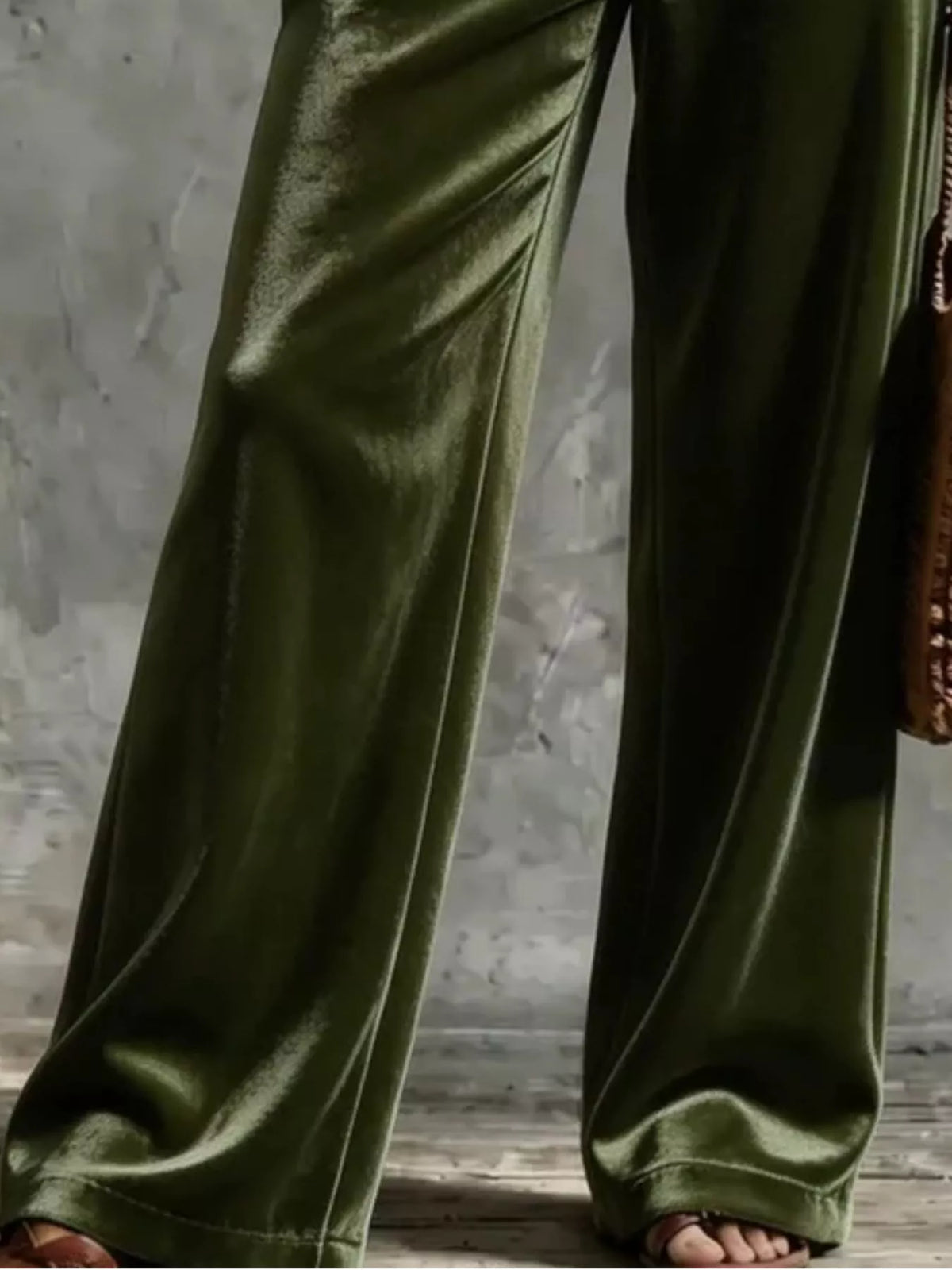 Full Size Velvet Wide-Leg Pants Plus Size