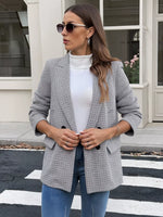 Houndstooth Patterned Double-Breasted Blazer