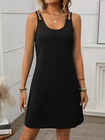 Texture Scoop Neck Double Spaghetti Strap Dress