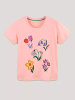 Children's Floral Print Crew Neck T-Shirt