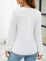 Notched Ruffle Cuff Blouse